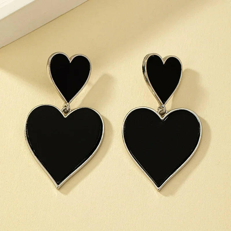 Metal Heart Dangle Post Earrings