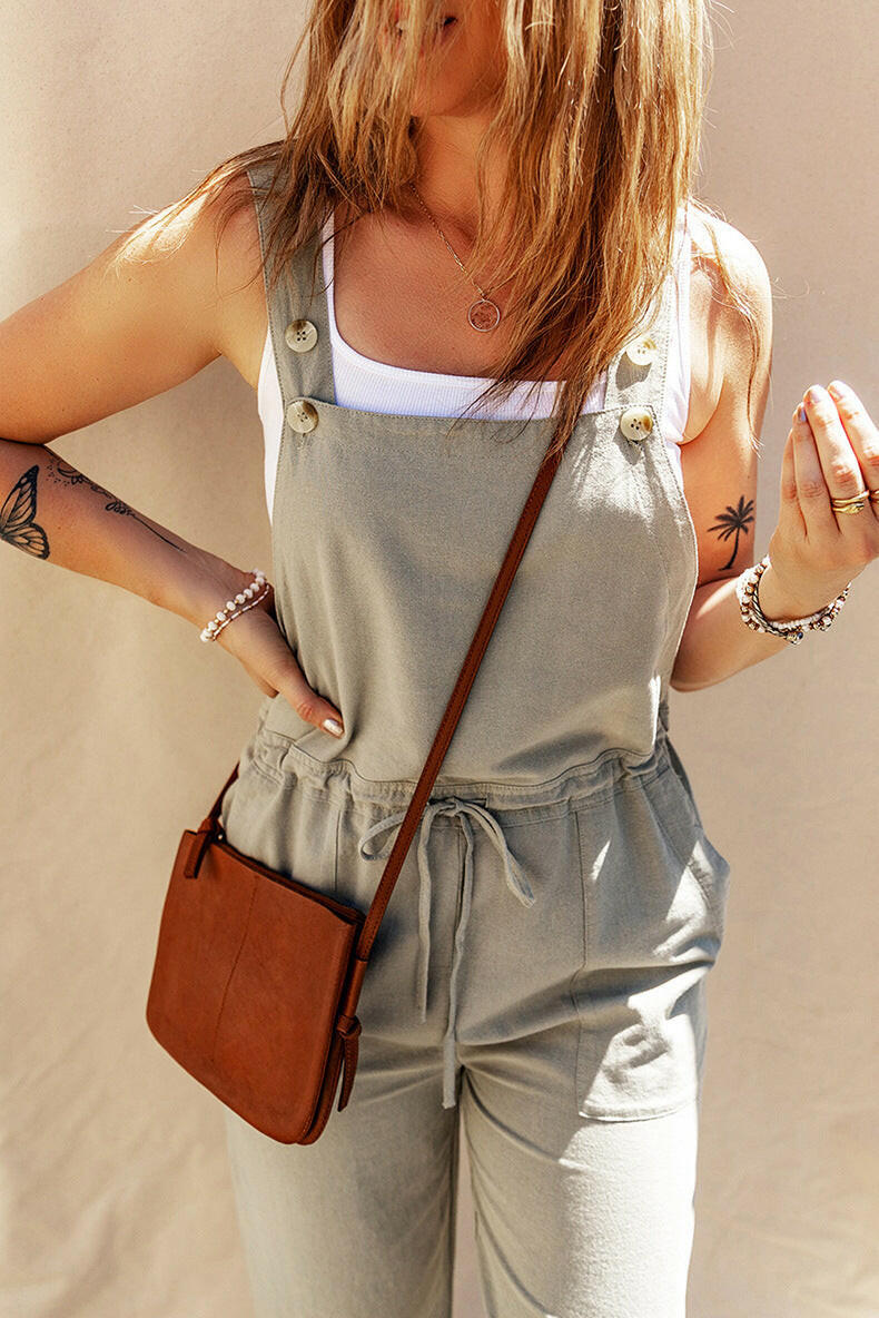 Solid Color Camisole Jumpsuit Loose Sleeveless.