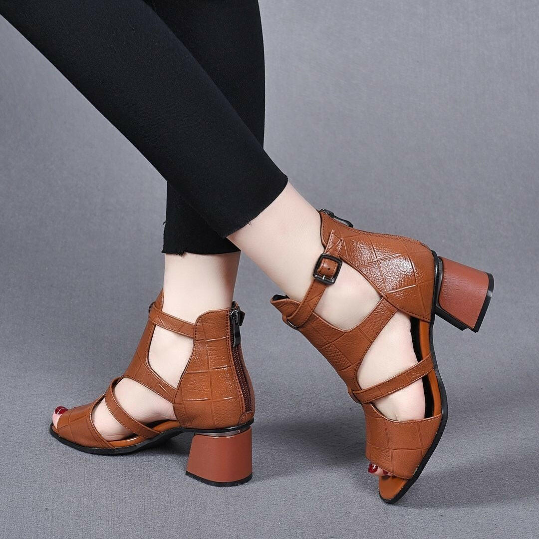 Women's Sandals Peep Toe Hollow-out One-word Wedge.