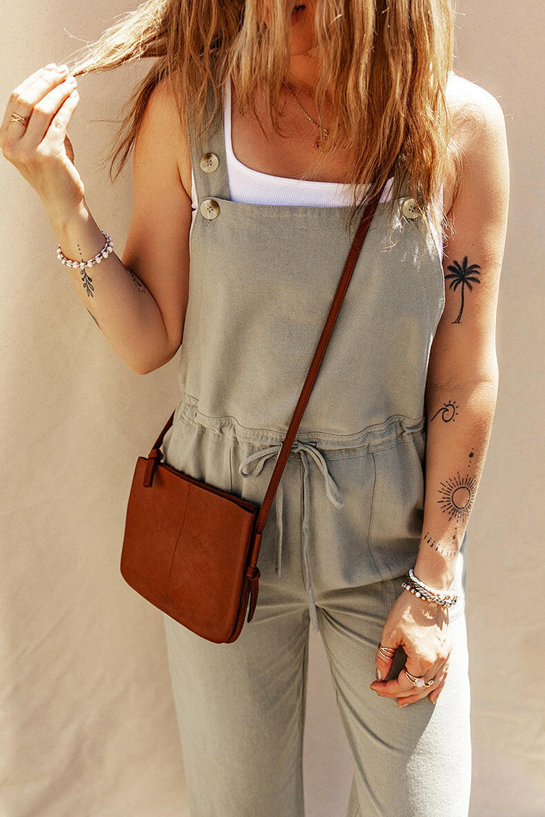 Solid Color Camisole Jumpsuit Loose Sleeveless.