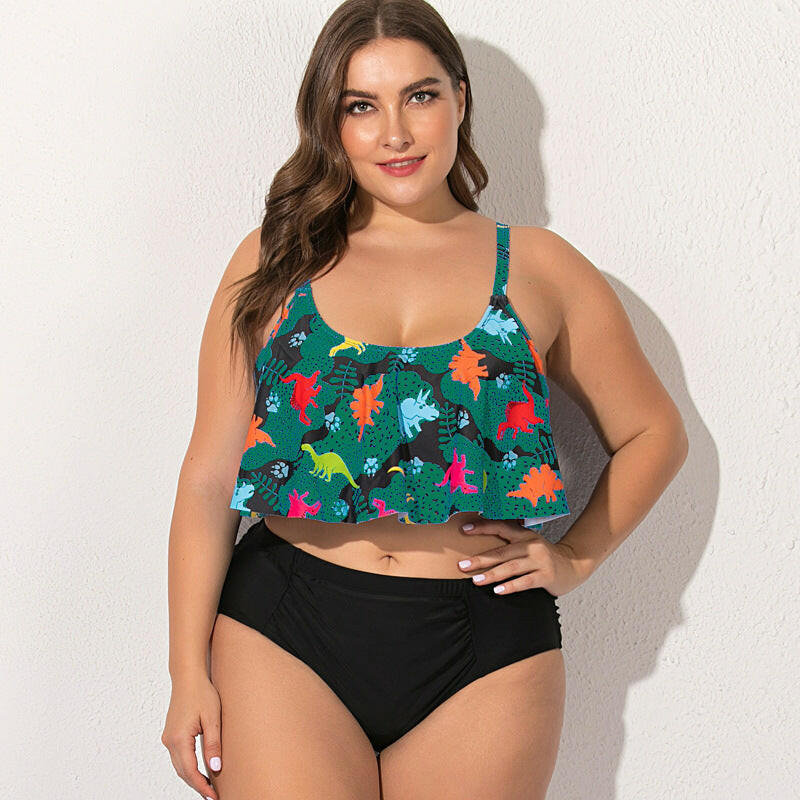 Oversized fat girl female split bikini swimsuit.