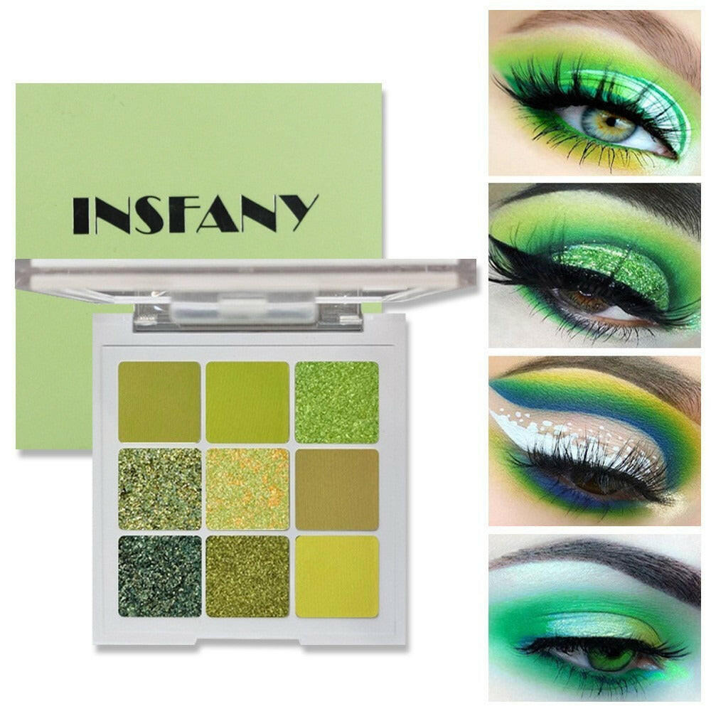 nine-square eye shadow palette brightens the eyes.