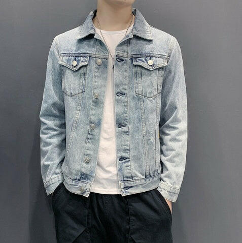 Men jean Jacket Hole Retro fashion spring autumn.