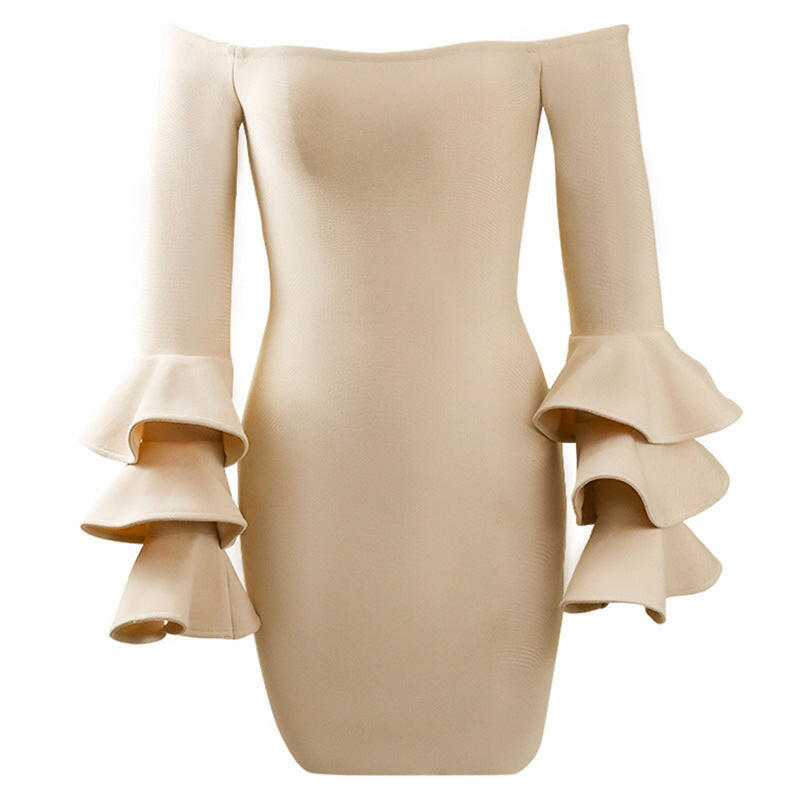 New Winter Butterfly Long Sleeve Bandage Dress.