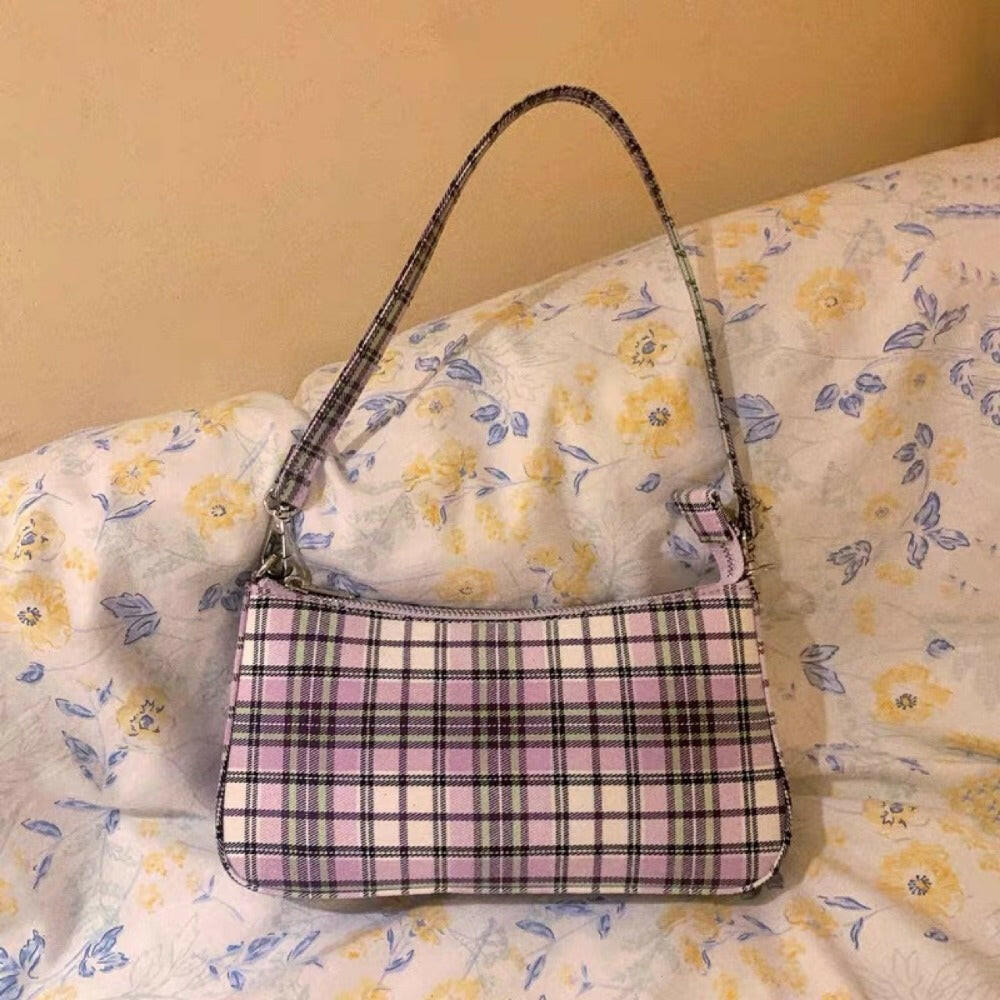 Vintage Retro Bags Designer Ladies Handbag French Plaid.