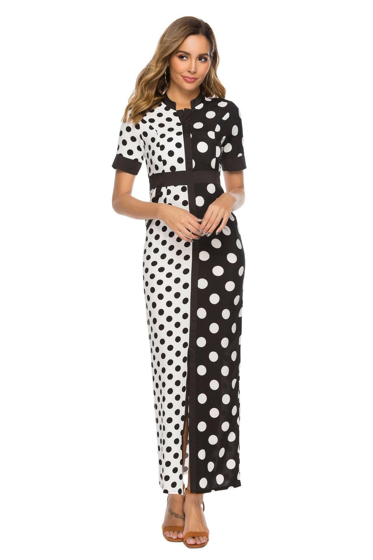 Ladies Sexy Party Dress Splice Office Long Dresses Women.