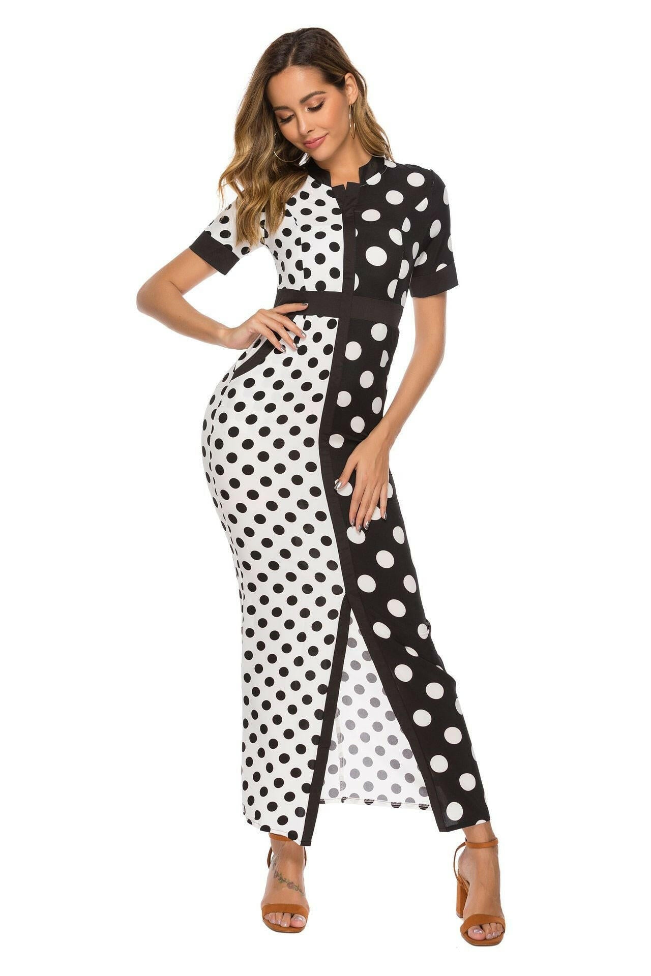 Ladies Sexy Party Dress Splice Office Long Dresses Women.