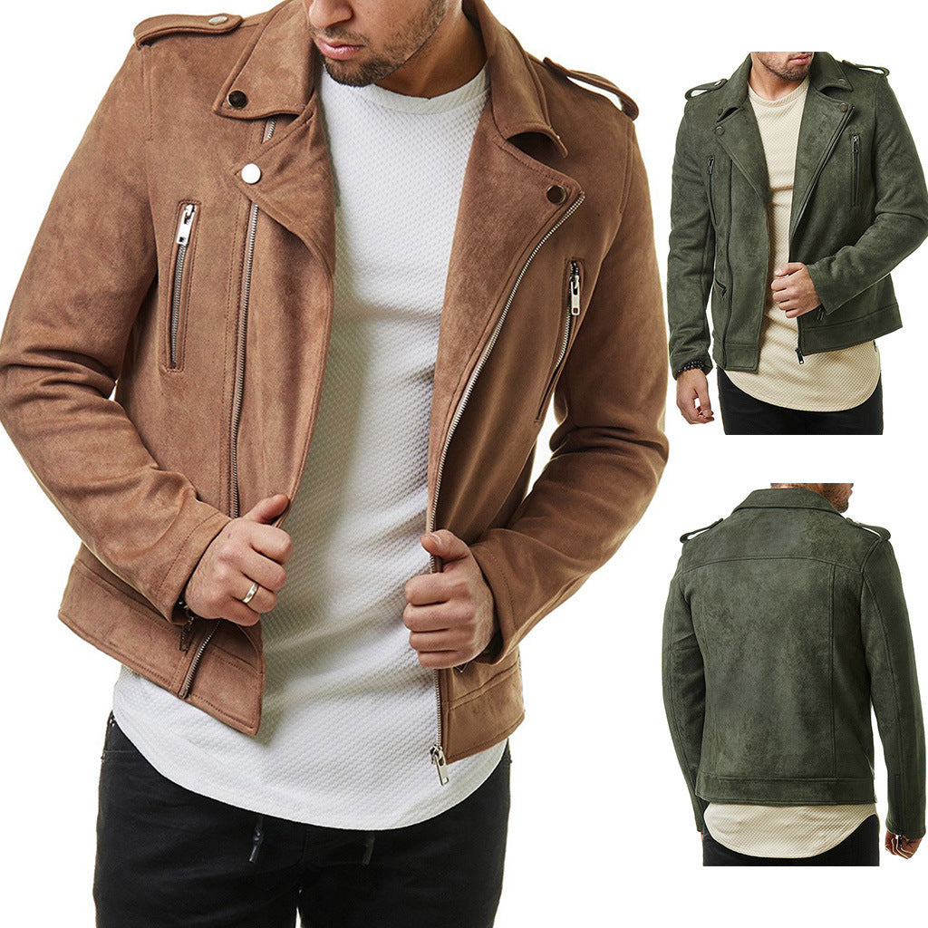 Lapel Leather Jacket Short.