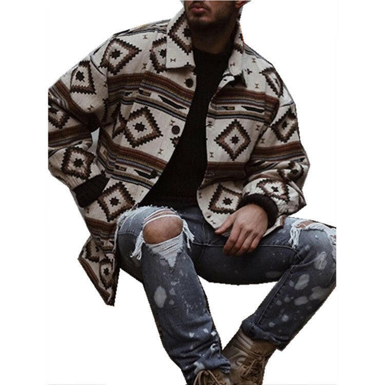 Youth Lapel Fashion Printed Jacket Jacket Men.