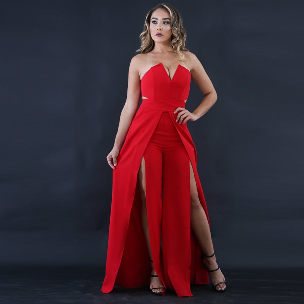 Hollow Long Jumpsuit Women Fashion Zipper.