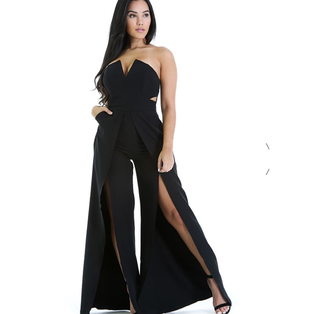 Hollow Long Jumpsuit Women Fashion Zipper.