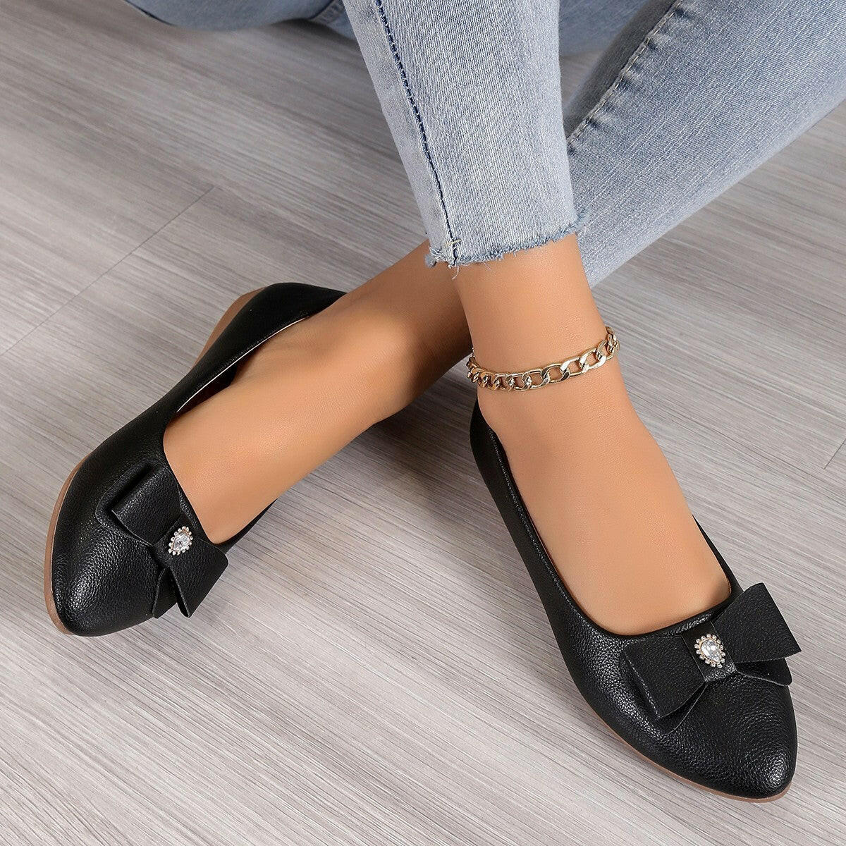 Bowknot Flats Shoes Fashion Casual Pointed Toe Loafers For Women Lazy Shoes.