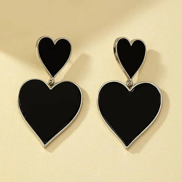 Metal Heart Dangle Post Earrings