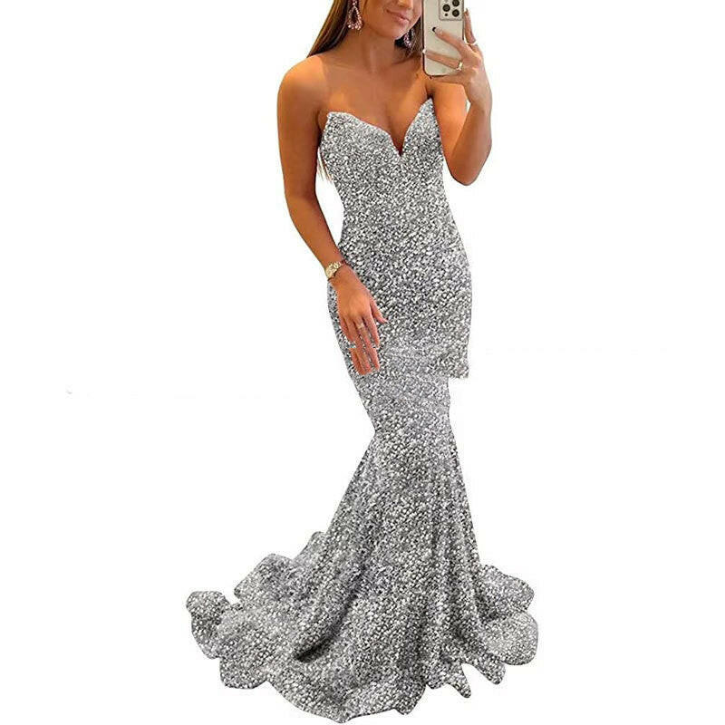 Sequin Evening Dresses For Women Formal Sexy Long Prom Party Gowns.