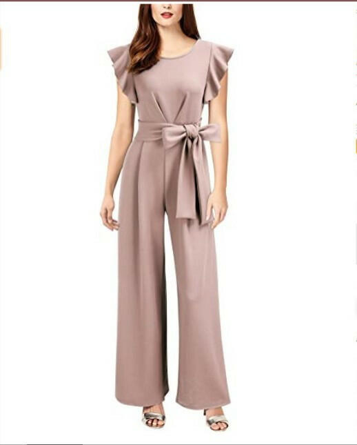 Sleeveless Ruffled Waist Wide Leg Jumpsuit.