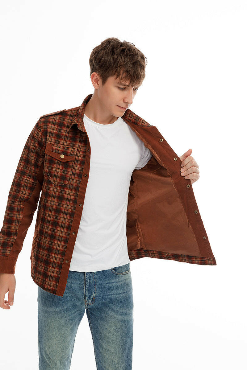 Men Plaid Jacket Casual Autumn Winter Jacket Men Slim Fit Jacket.