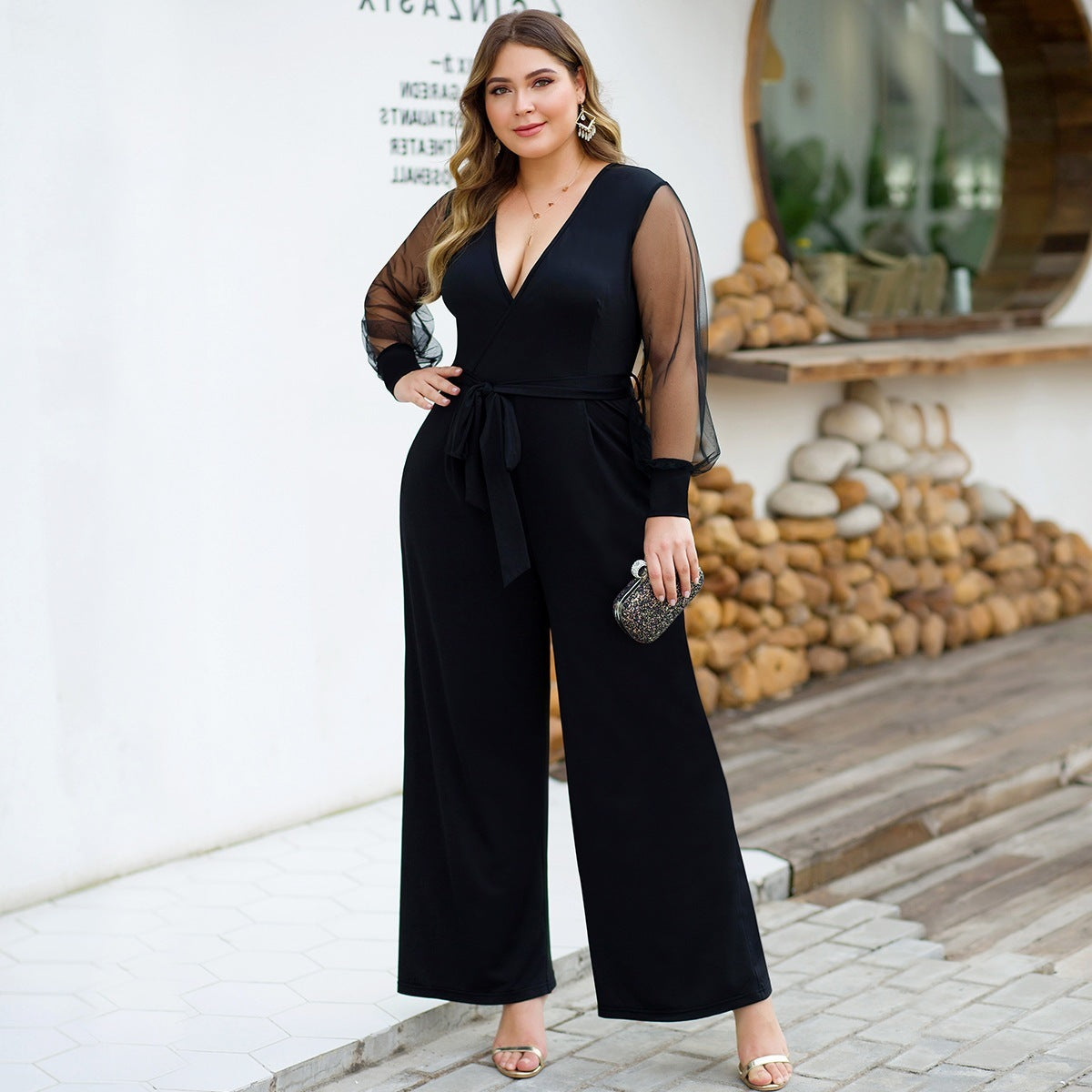 Lady jumpsuit Deep V sexy women overalls.