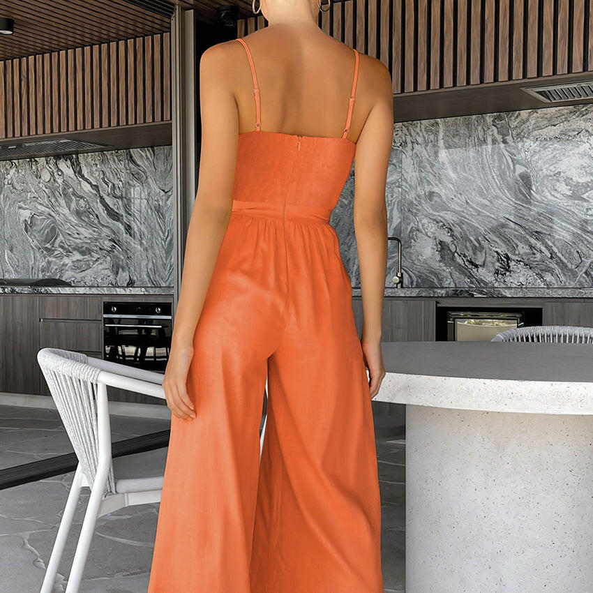 Sling Wide-leg Jumpsuit Women's Fashion Casual Loose Bodysuit.