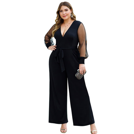 Lady jumpsuit Deep V sexy women overalls.