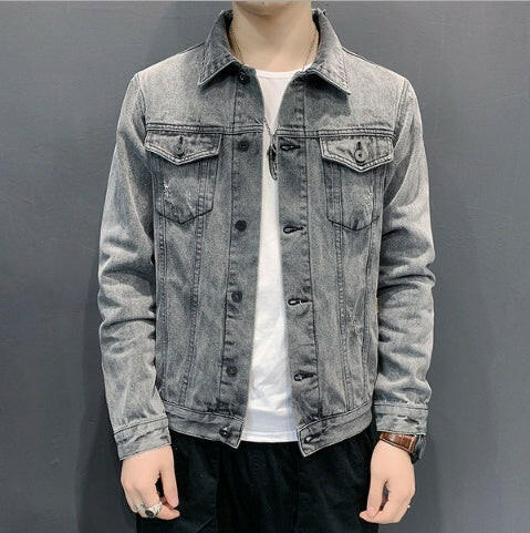 Men jean Jacket Hole Retro fashion spring autumn.