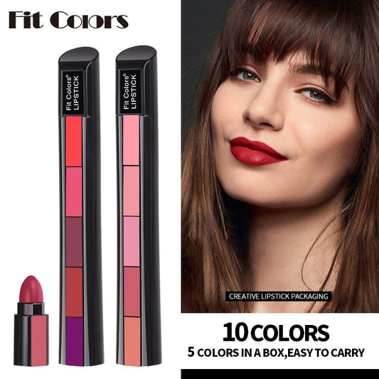 5 Colors Matte Velvet Lipstick Waterproof Sweatproof Lip Gloss Duration Colorfast Lipstick Non Stick Cup Lip Gloss Cosmetics.