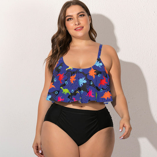 Oversized fat girl female split bikini swimsuit.