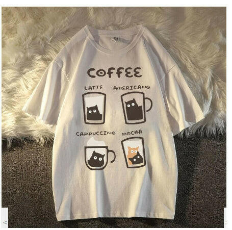 Flocking Milk Coffee Short Sleeve T-shirt For Men.