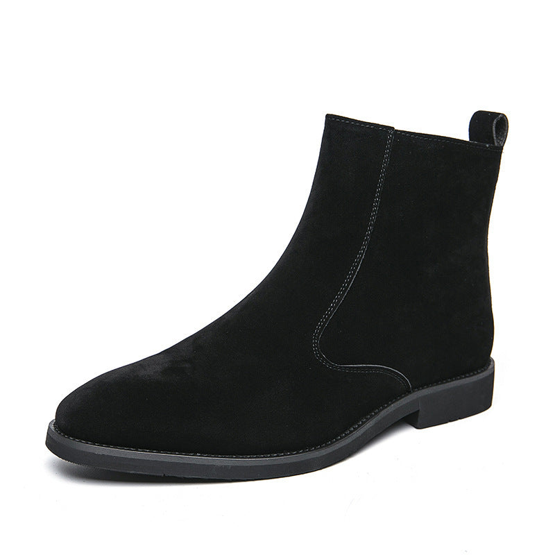 Suede Chelsea Men's British Trend Casual High Top Ankle Boots.