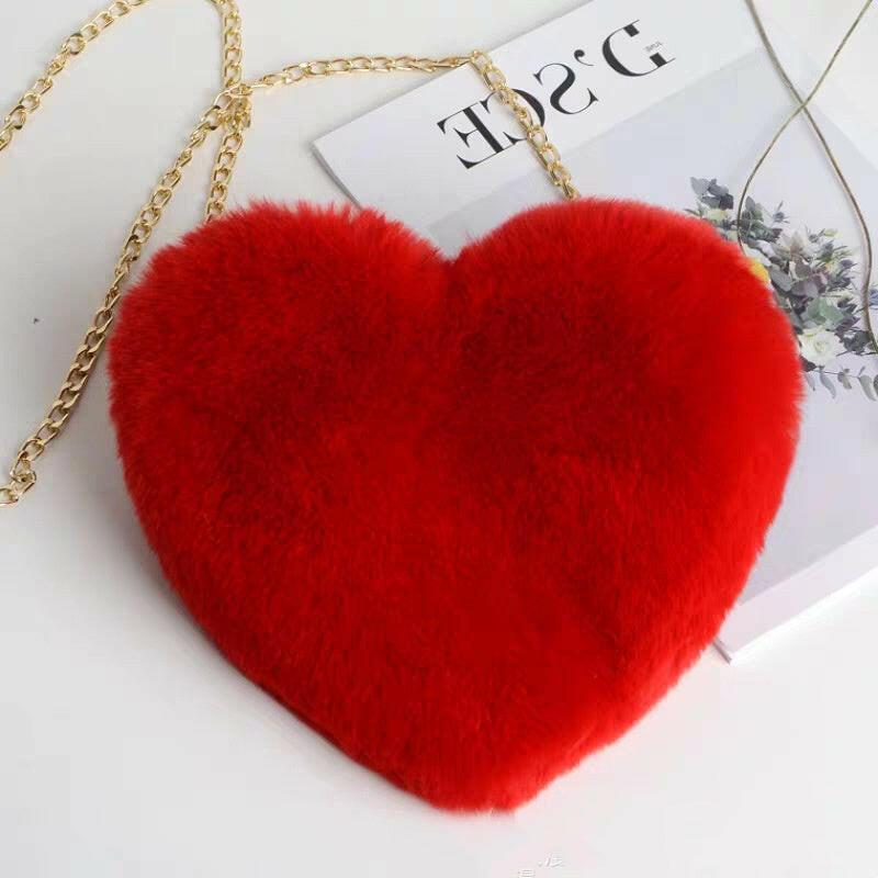 Love Bags For Women Plush Chain Shoulder Bags Valentine's Day Party Bag.