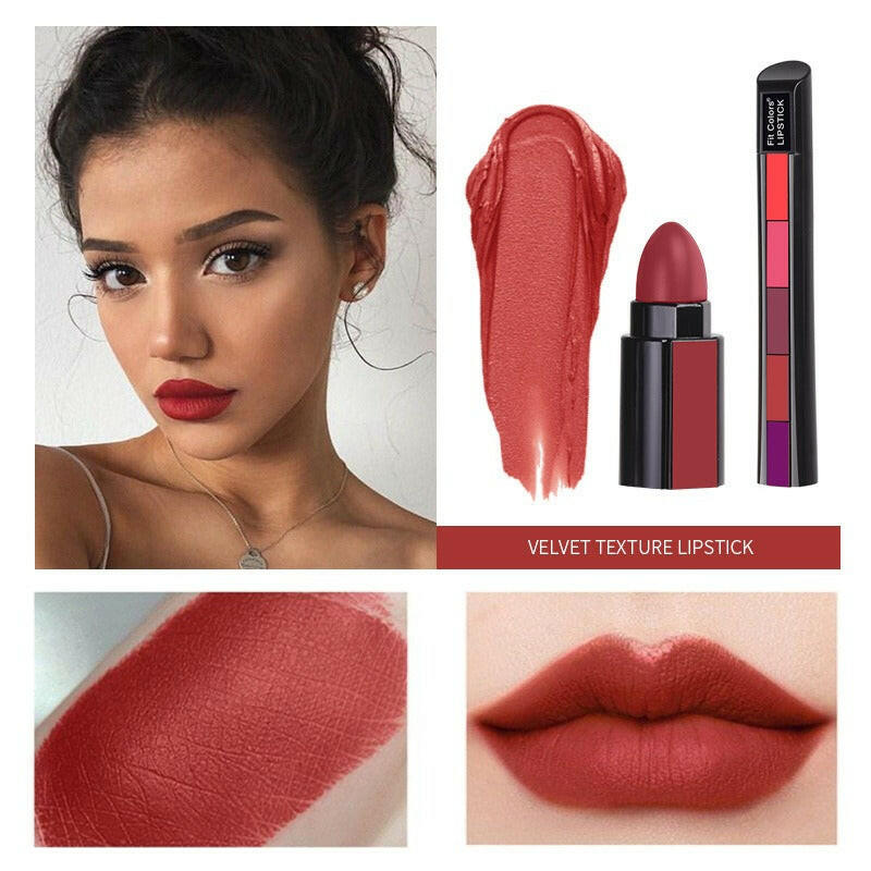 5 Colors Matte Velvet Lipstick Waterproof Sweatproof Lip Gloss Duration Colorfast Lipstick Non Stick Cup Lip Gloss Cosmetics.