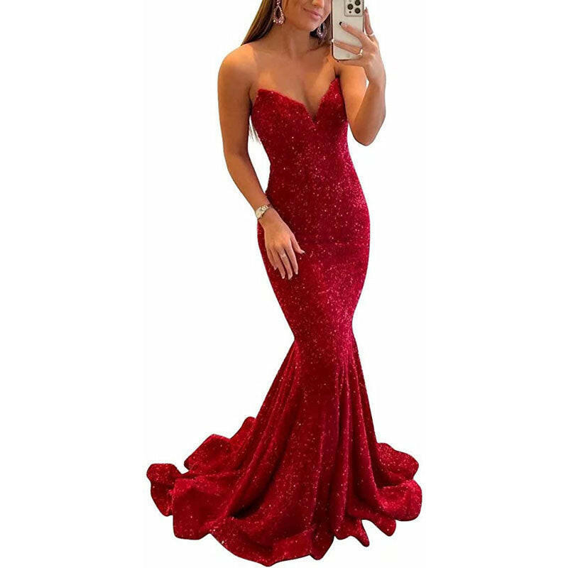 Sequin Evening Dresses For Women Formal  Long Prom Party Gowns.