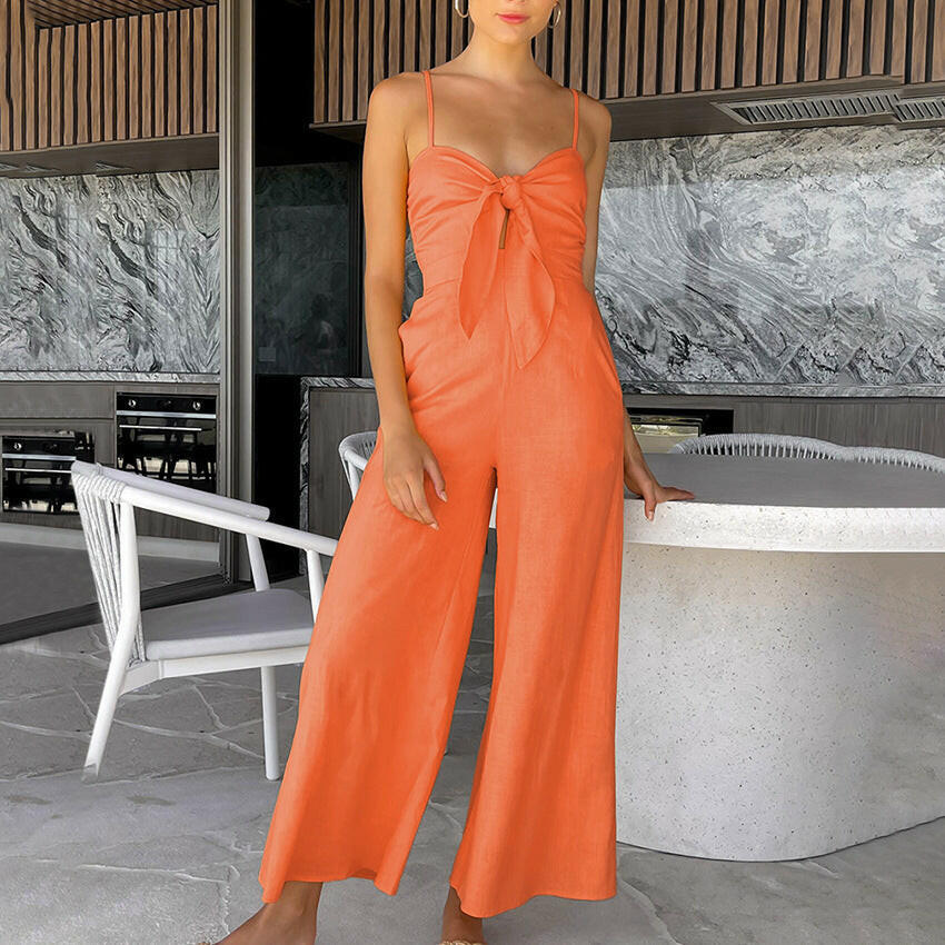 Sling Wide-leg Jumpsuit Women's Fashion Casual Loose Bodysuit.