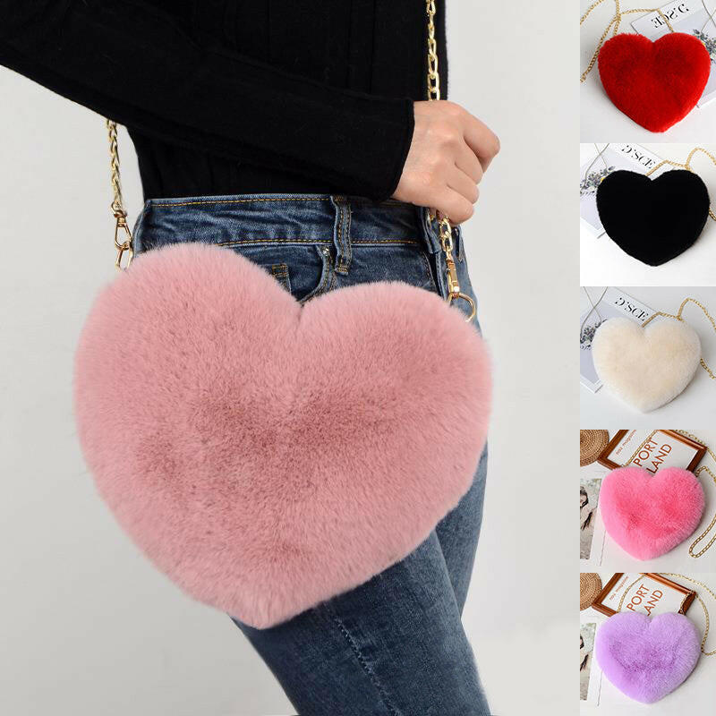 Love Bags For Women Plush Chain Shoulder Bags Valentine's Day Party Bag.