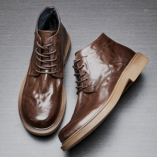 Men's Grab Pattern Business Casual High-top Martin Boots.