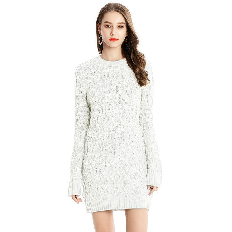 Mid-length knitted dress.