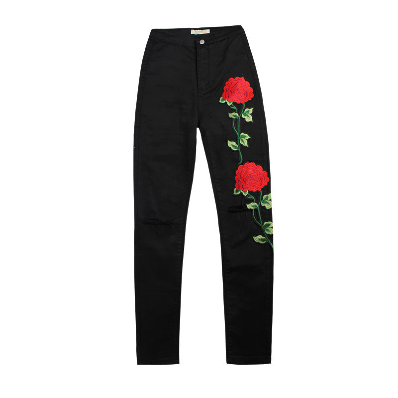 Women's 3D Embroidery Skinny Jeans.