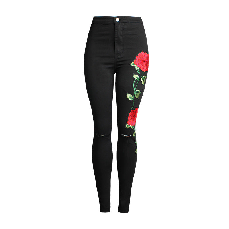 Women's 3D Embroidery Skinny Jeans.