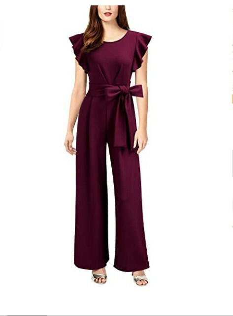 Sleeveless Ruffled Waist Wide Leg Jumpsuit.