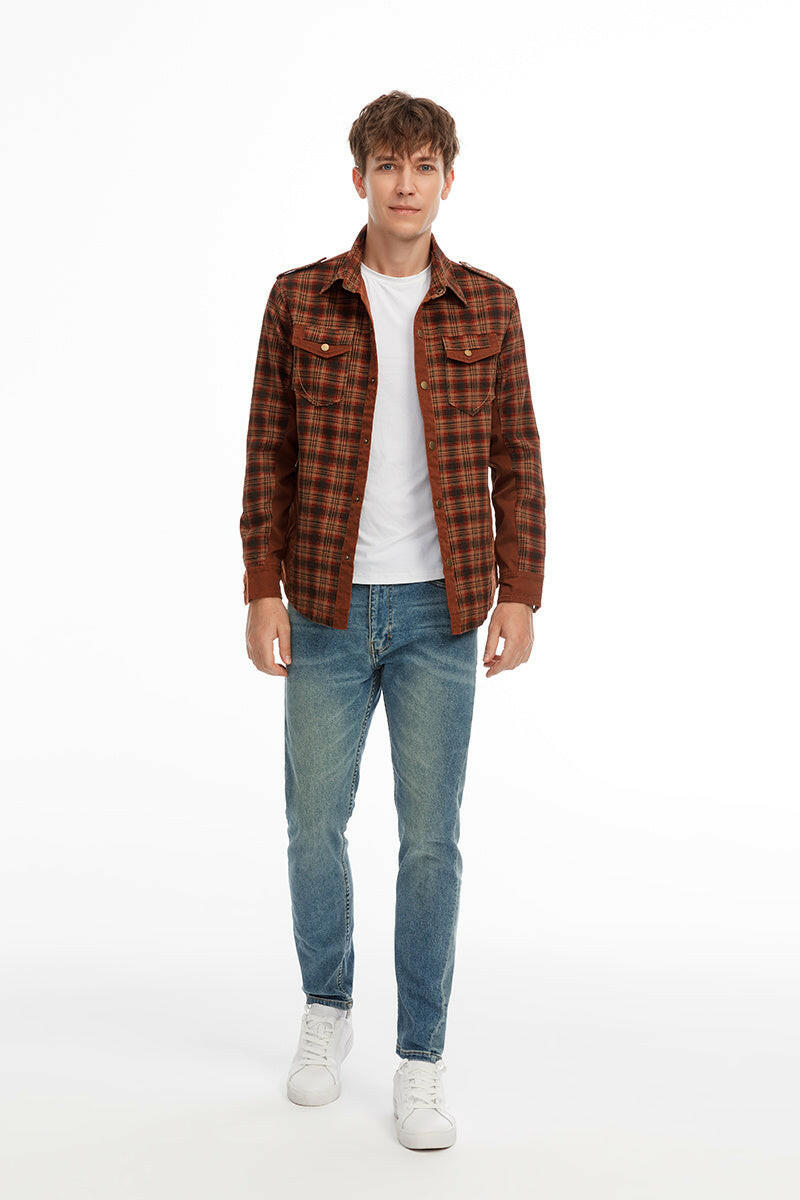 Men Plaid Jacket Casual Autumn Winter Jacket Men Slim Fit Jacket.