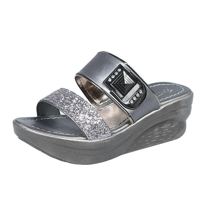 Women's Fashionable Sequins Platform Wedge Sandals.