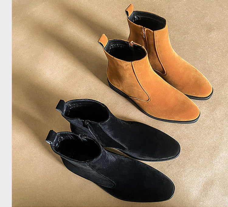 Suede Chelsea Men's British Trend Casual High Top Ankle Boots.