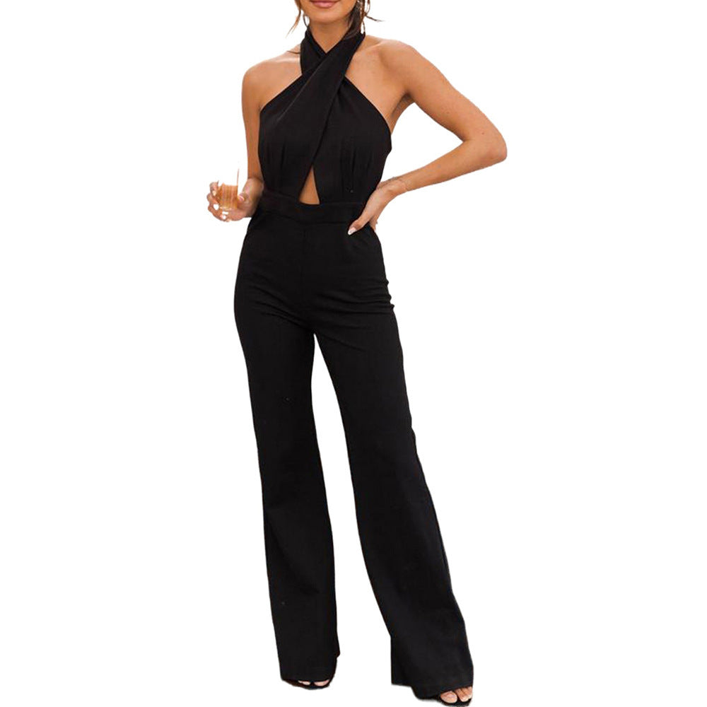 Strap Neck Hook Back Jumpsuit Waist.