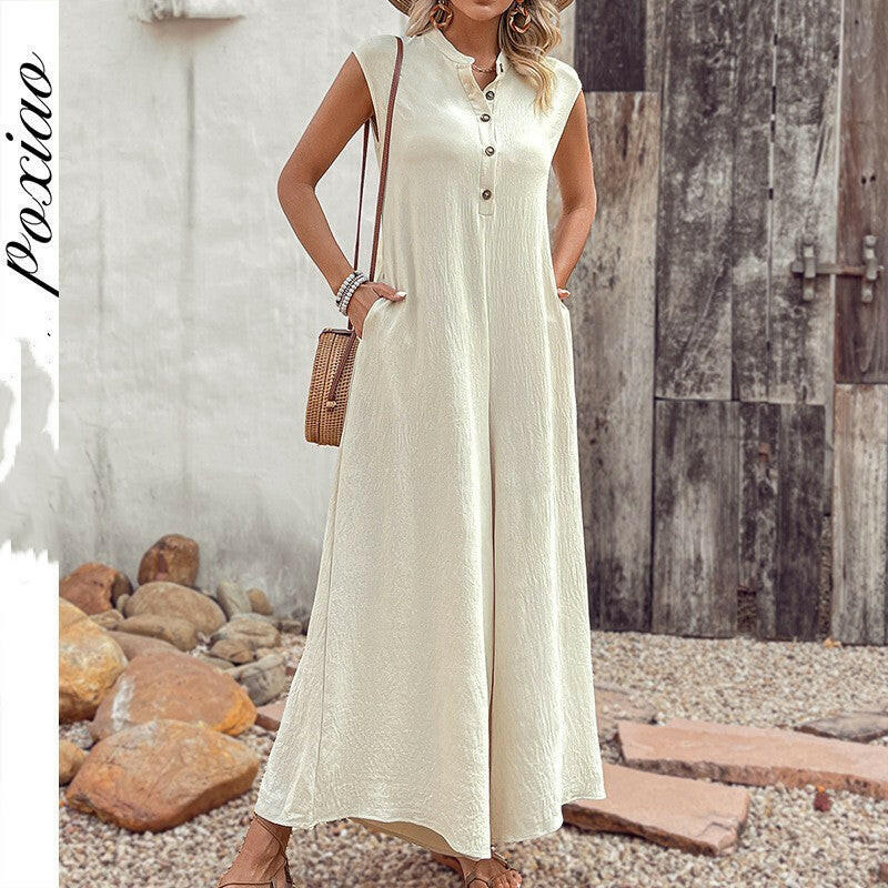 Women's Versatile Casual Solid Color Jumpsuit.