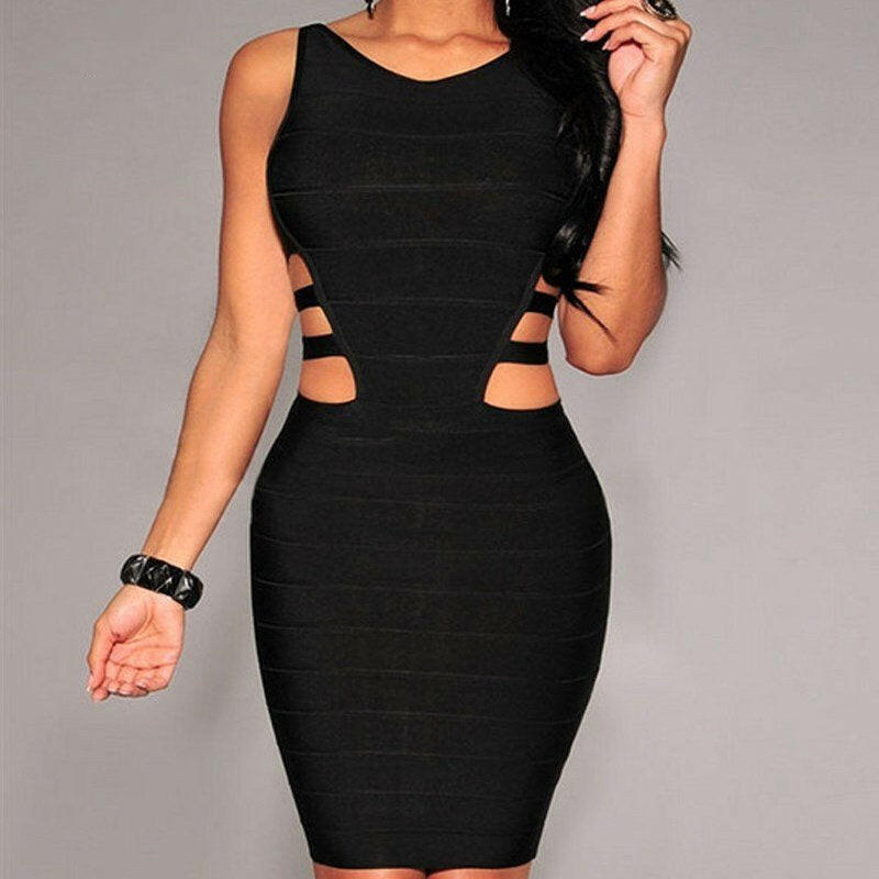 New Bandage Dresses For Women Black Sexy Sleeveless Ladies.