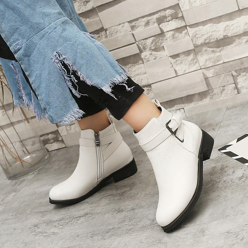 Martin Round Toe Short Low Heel Female Boots.