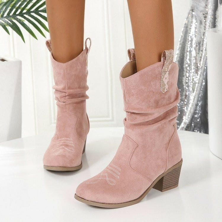 European And American Fashion Cloth Upper Fashion Plus Size Women's Boots.