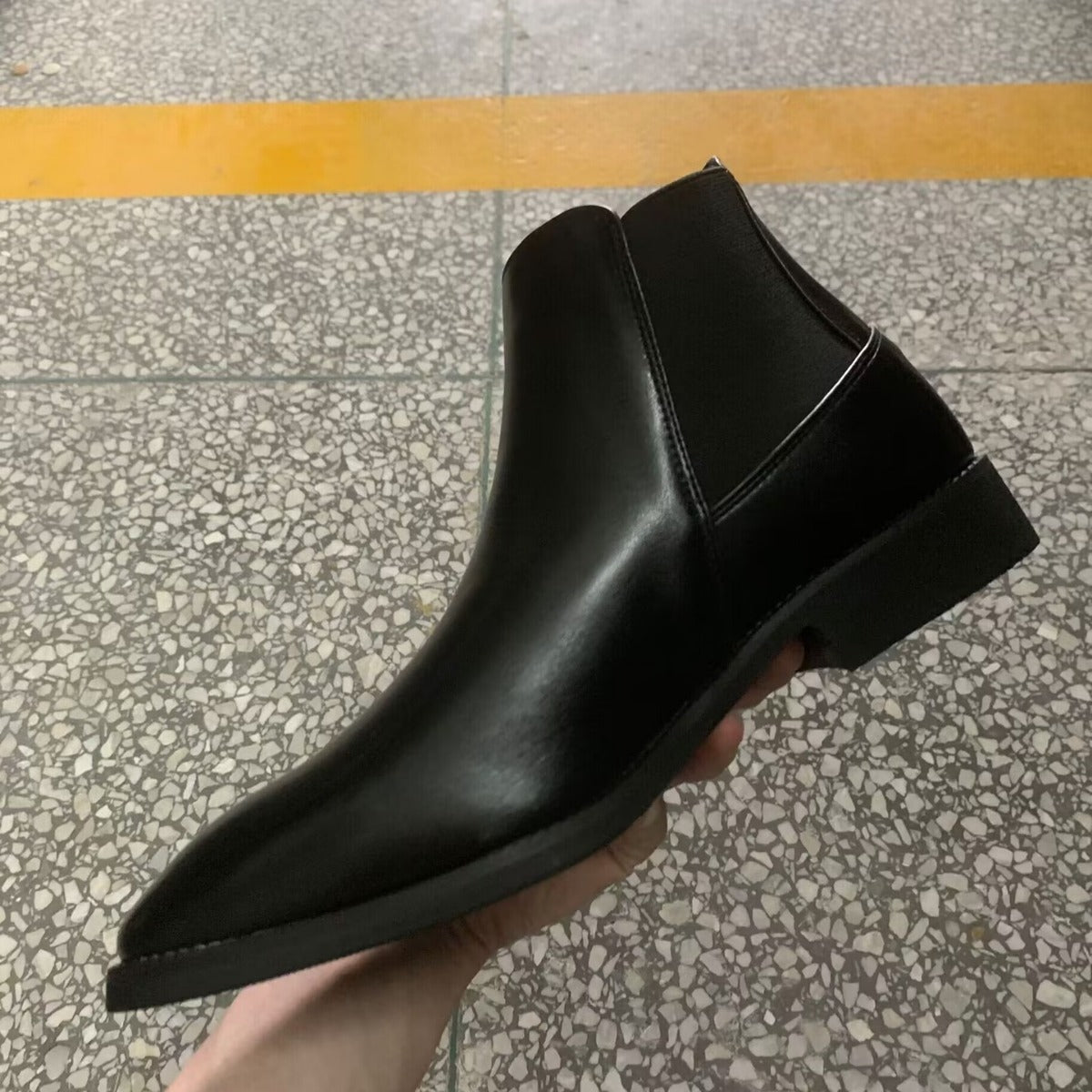 Korean Style Middle High Top Business Formal Wear Plus Size Leather Boots.