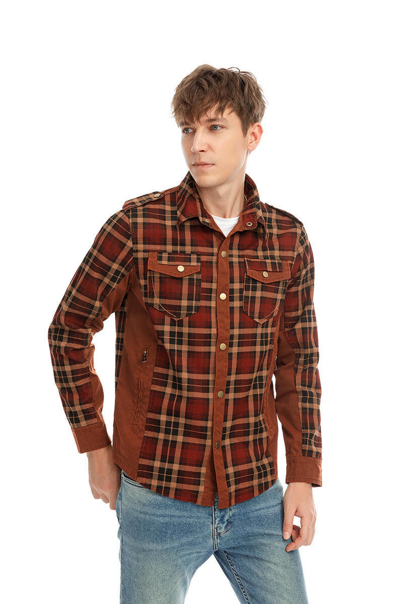 Men Plaid Jacket Casual Autumn Winter Jacket Men Slim Fit Jacket.