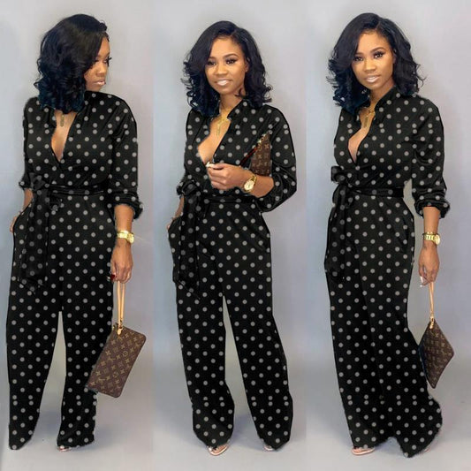 Polka dot jumpsuit.