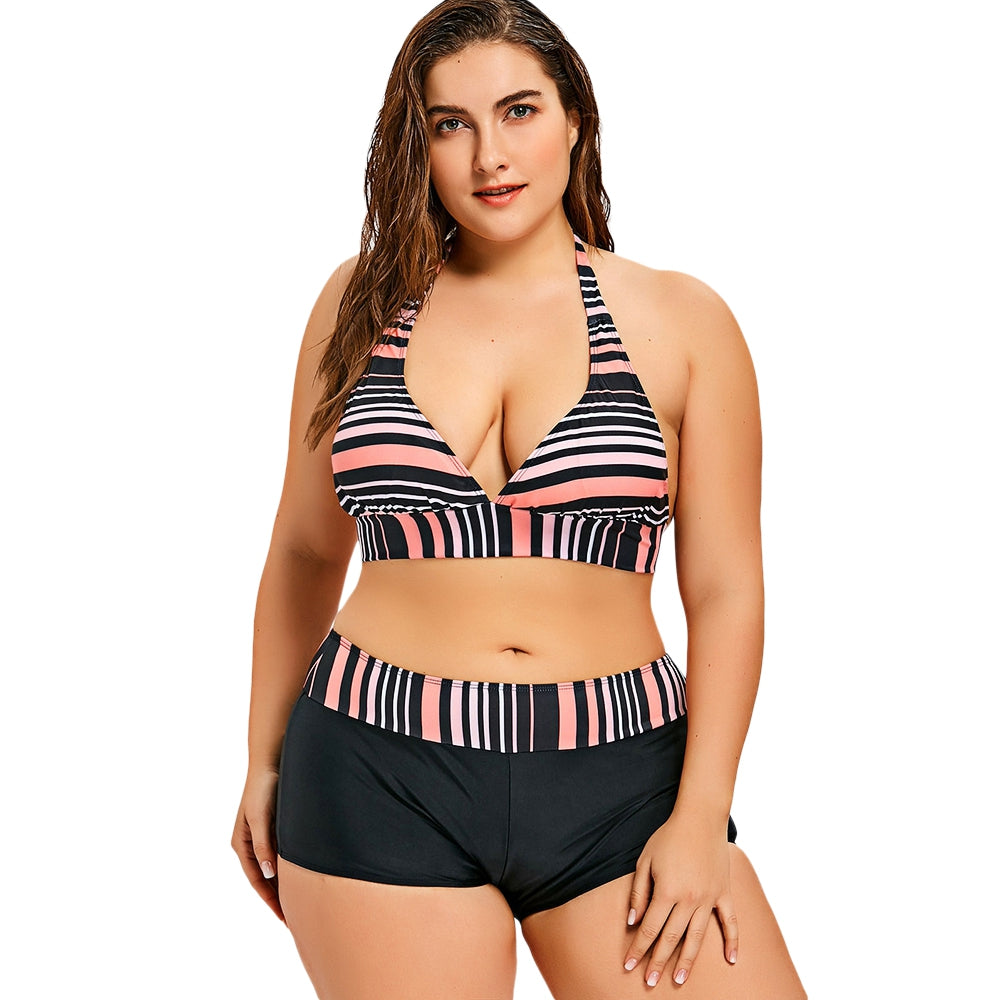 Plus Size Plunge Boyshort Bikini.